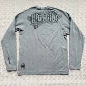 Warrior Lacrosse Lax Hockey Cotton Grey Mens Long Sleeve Fitted Tee Shirt Large